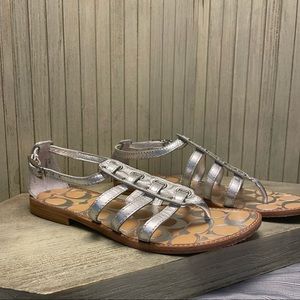 Coach Silver Leather gladiator Sandals 6B. Excellent condition.